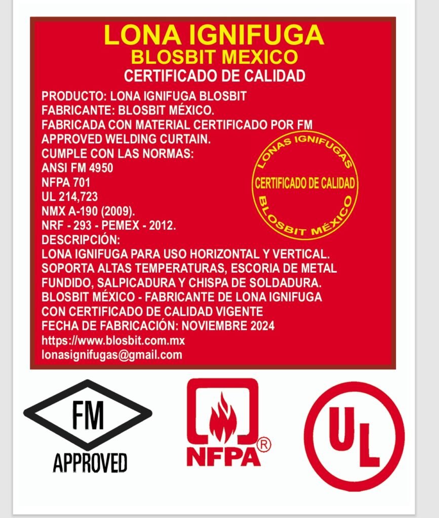 Certificado De Calidad De Lona Ignifuga 867x1024